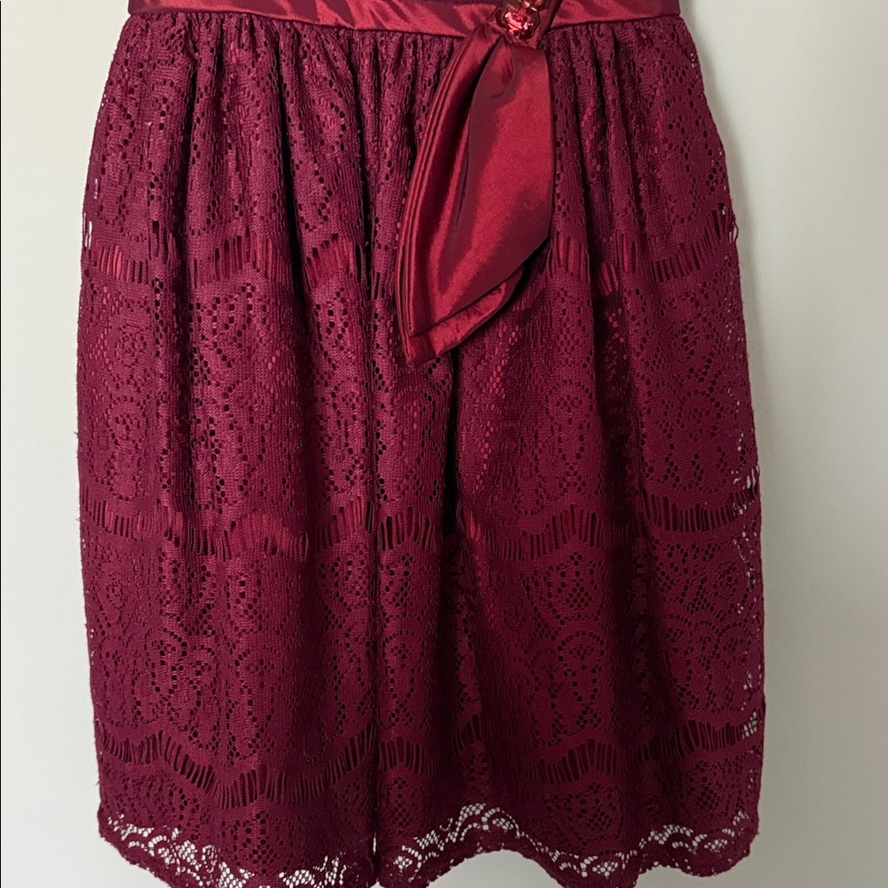 Emily West Burgundy Lace and Sparkle Kids Dress size 7 - NWOT - Picture 3 of 7